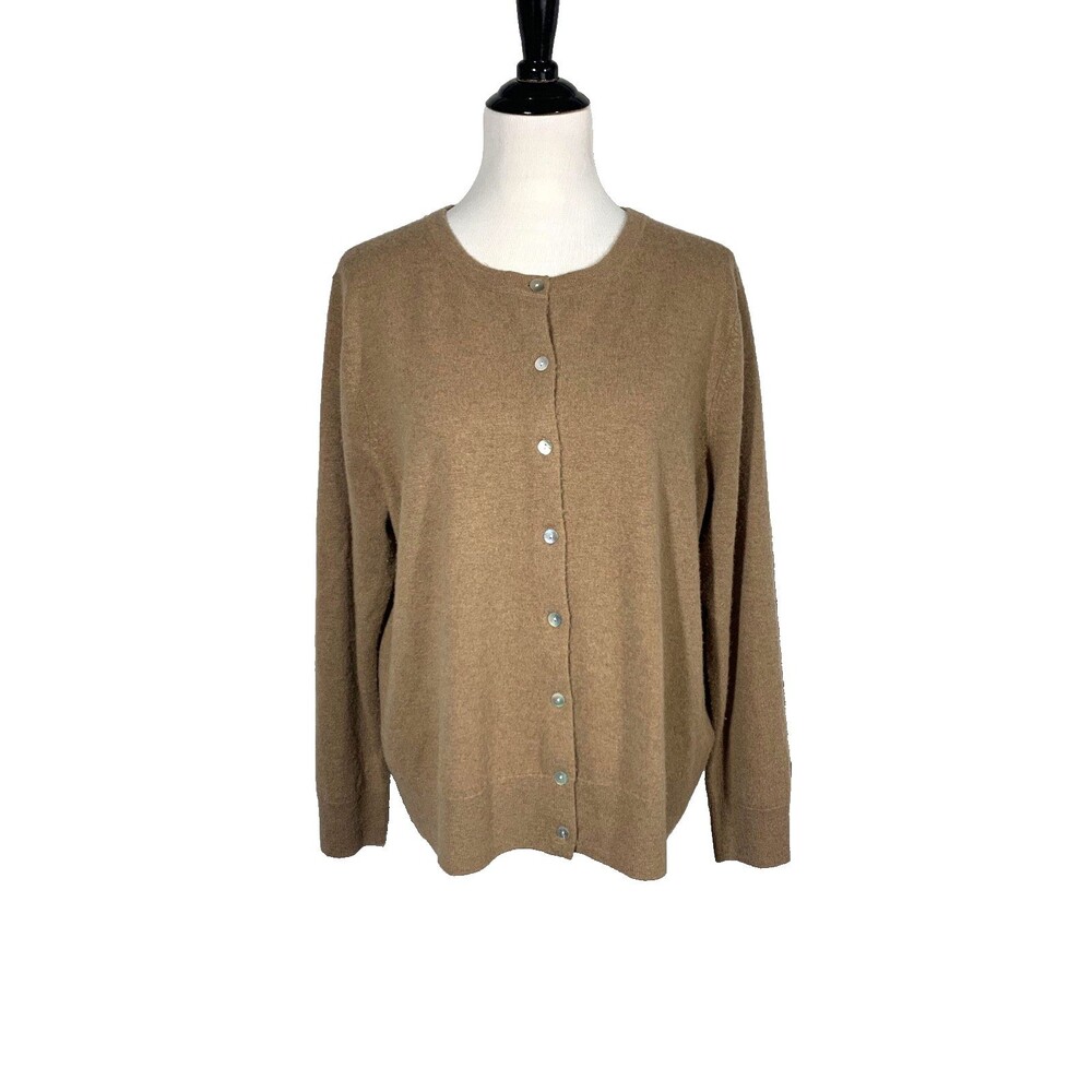 Quince Mongolian Cashmere Cardigan Sweater Womens Size XL Teak Tan